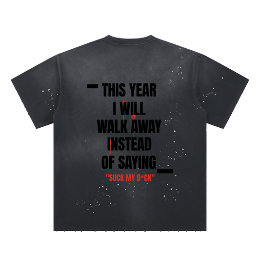 TYIWWA Hand-Frayed, Sun fade Paint Splatter T-Shirt
