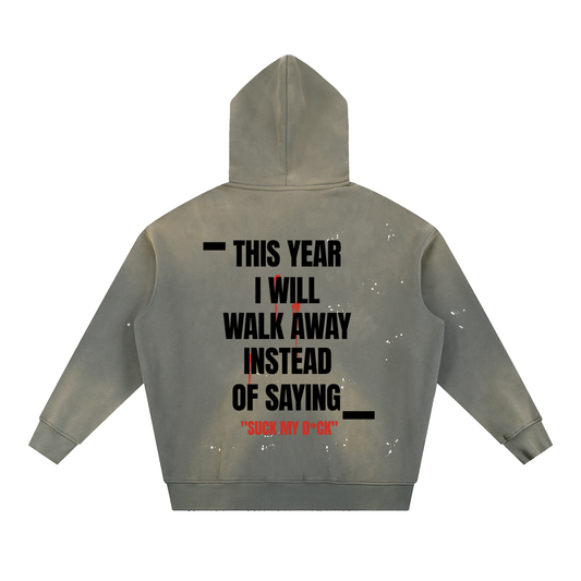 TYIWWA Vintage Washed Frayed Fleece Hoodie