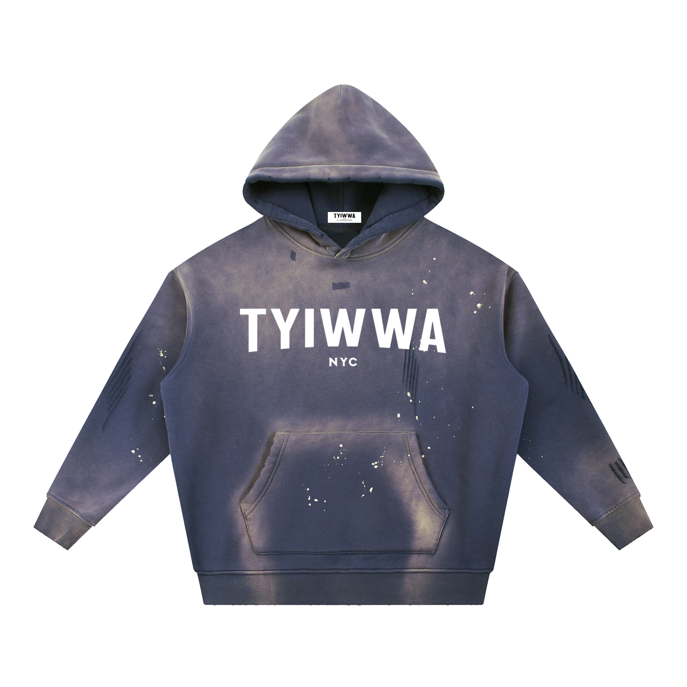 TYIWWA Vintage Washed Frayed Fleece Hoodie