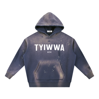 TYIWWA Vintage Washed Frayed Fleece Hoodie