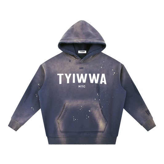 TYIWWA Vintage Washed Frayed Fleece Hoodie