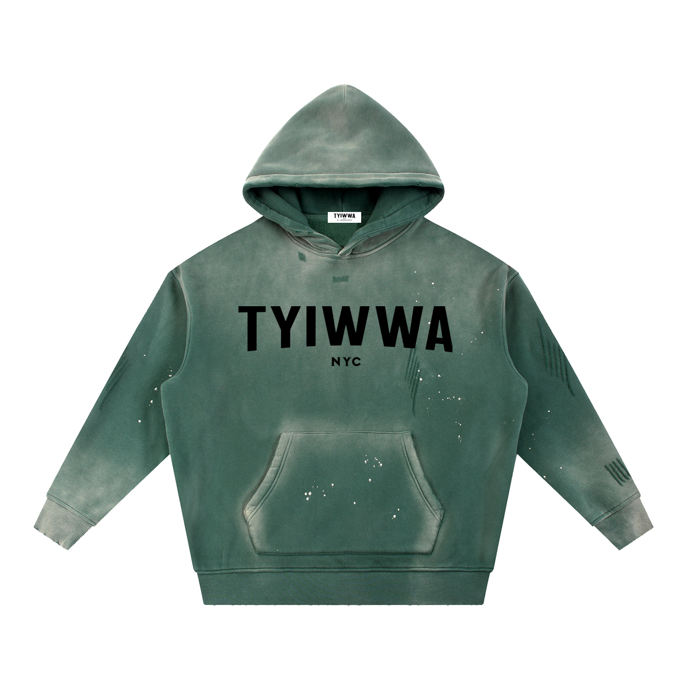 TYIWWA Vintage Washed Frayed Fleece Hoodie