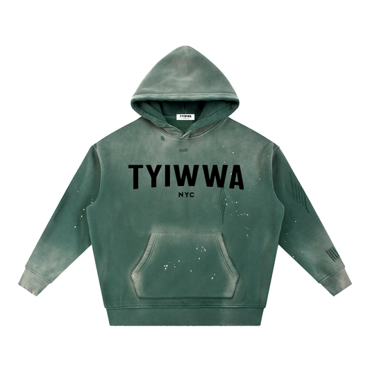 TYIWWA Vintage Washed Frayed Fleece Hoodie