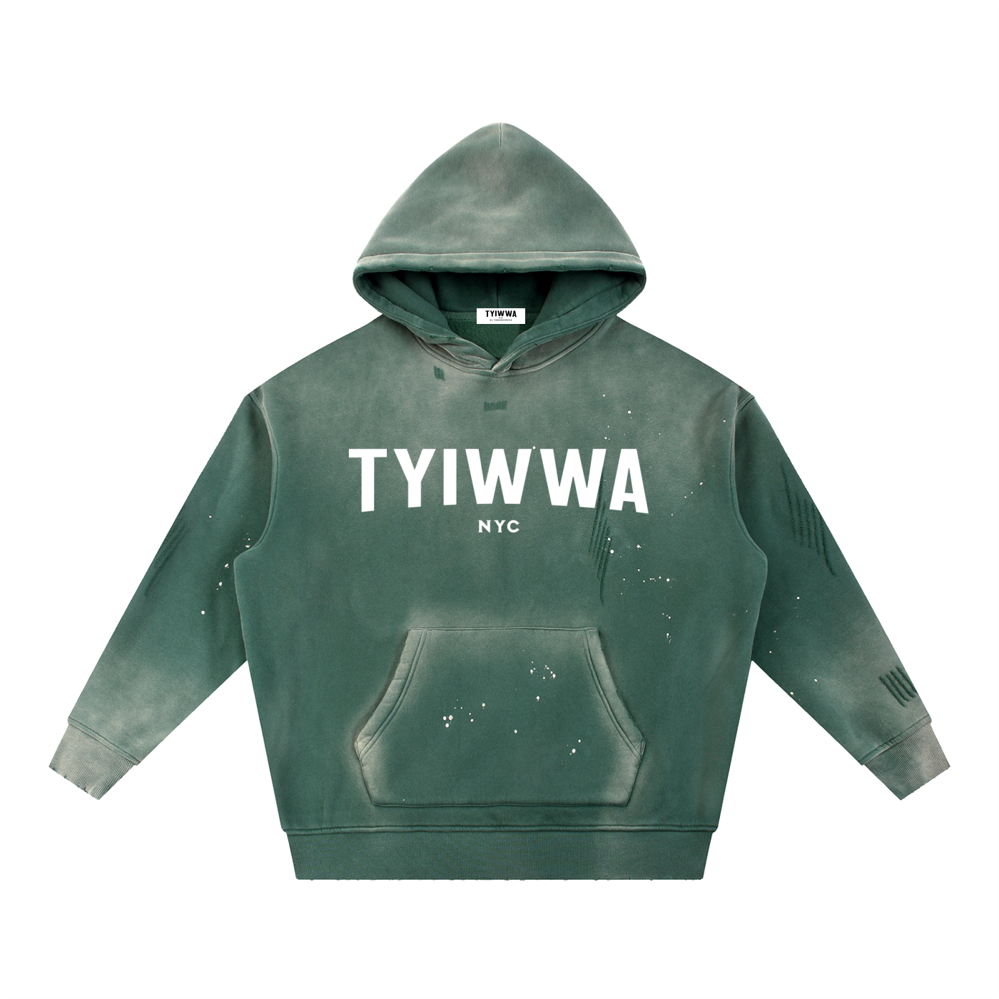 TYIWWA Vintage Washed Frayed Fleece Hoodie