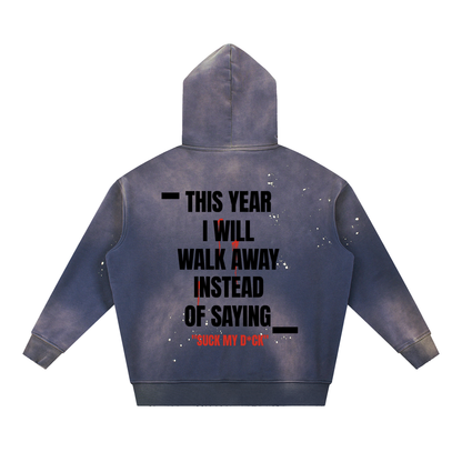 TYIWWA Vintage Washed Frayed Fleece Hoodie