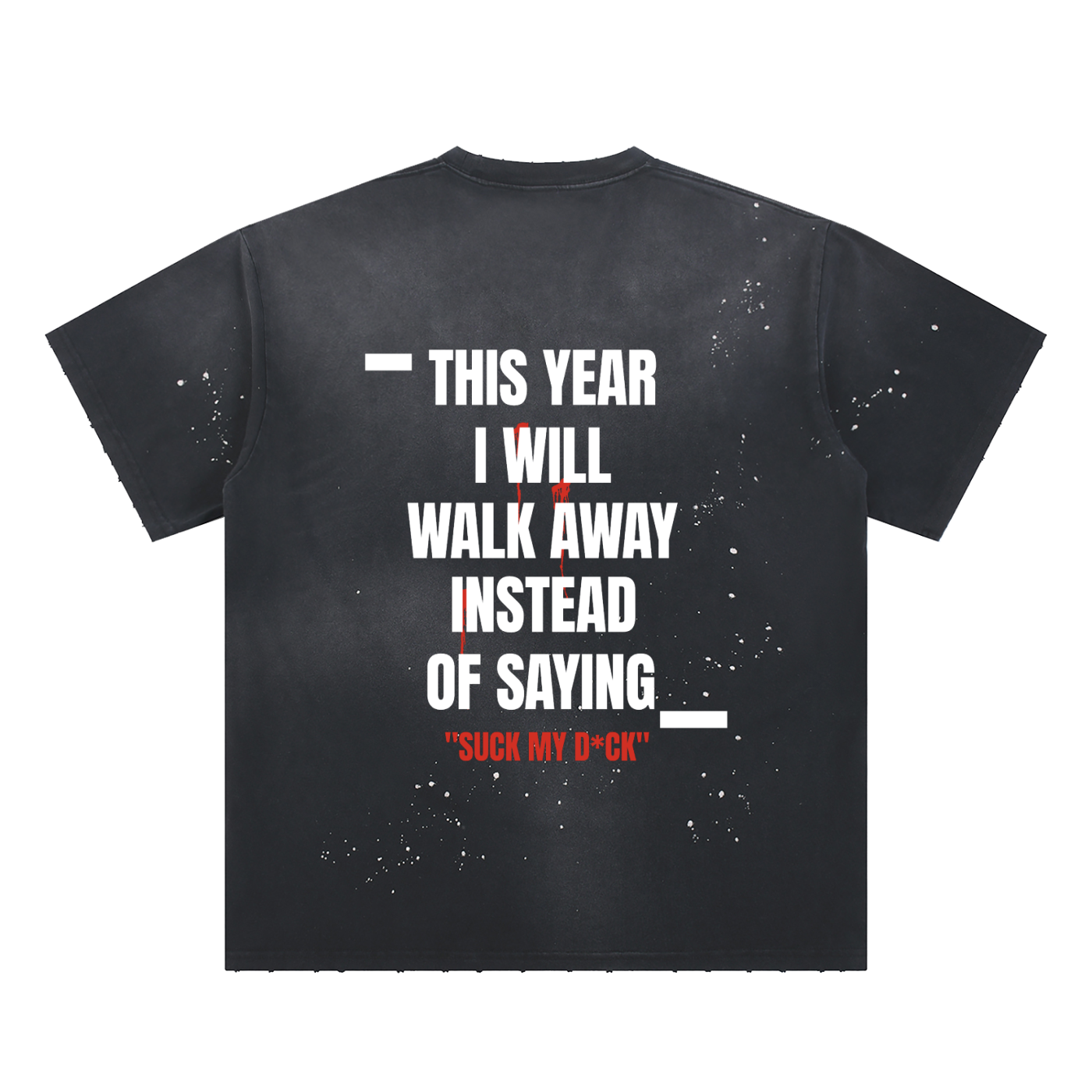 TYIWWA  Hand-Frayed Sunfade Paint Splatter T-Shirt (WHITE FONT)