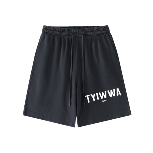 TYIWWA Vintage Wash Cotton Shorts (WHITE FONT)