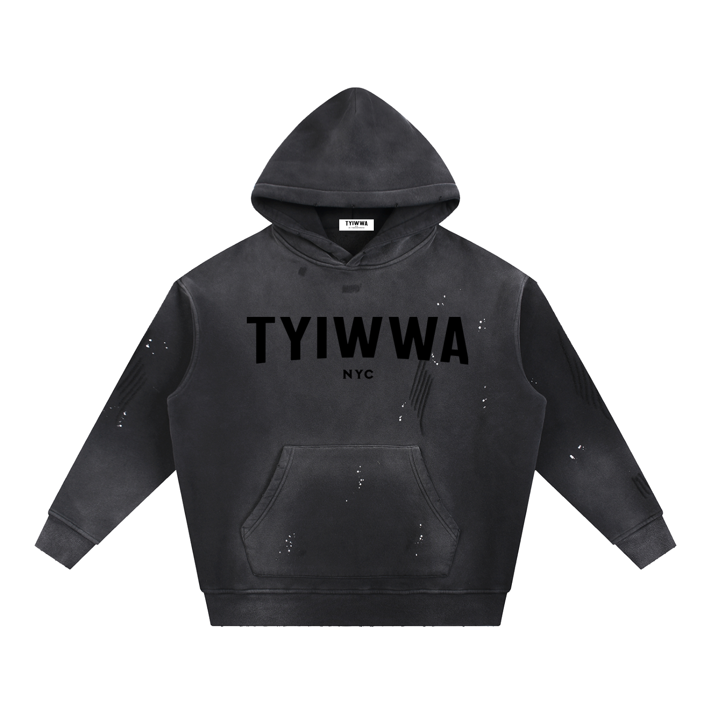 TYIWWA Vintage Washed Frayed Fleece Hoodie