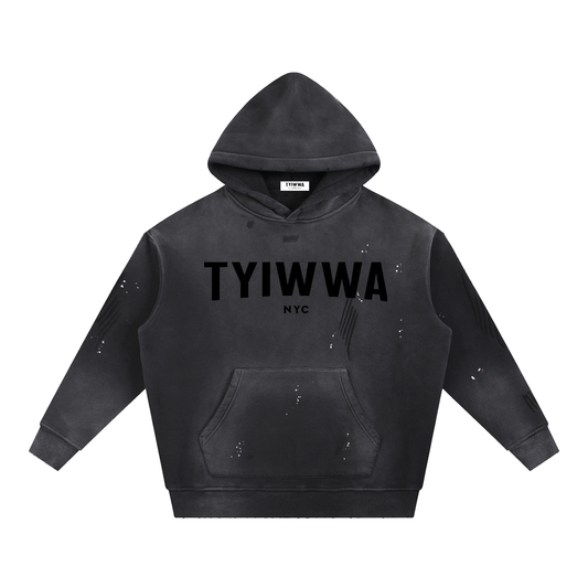 TYIWWA Vintage Washed Frayed Fleece Hoodie