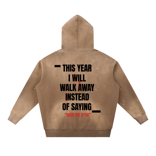 TYIWWA Vintage Washed Frayed Fleece Hoodie
