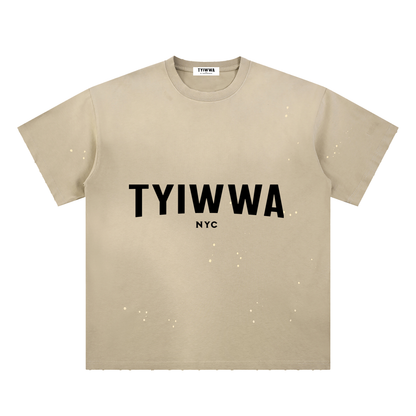 TYIWWA  Hand-Frayed Sunfade Paint Splatter T-Shirt