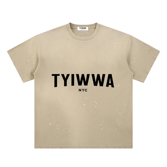 TYIWWA  Hand-Frayed Sunfade Paint Splatter T-Shirt
