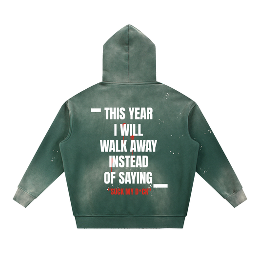 TYIWWA Vintage Washed Frayed Fleece Hoodie