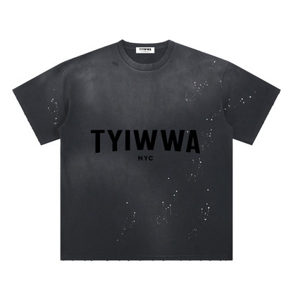 TYIWWA Hand-Frayed,  Sun fade Paint Splatter T-Shirt