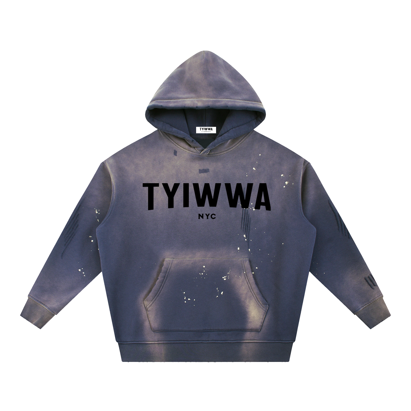 TYIWWA Vintage Washed Frayed Fleece Hoodie