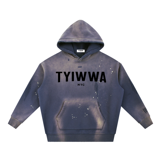 TYIWWA Vintage Washed Frayed Fleece Hoodie