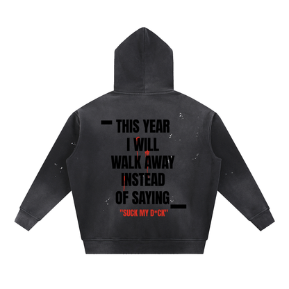 TYIWWA Vintage Washed Frayed Fleece Hoodie