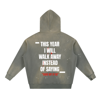 TYIWWA Vintage Washed Frayed Fleece Hoodie