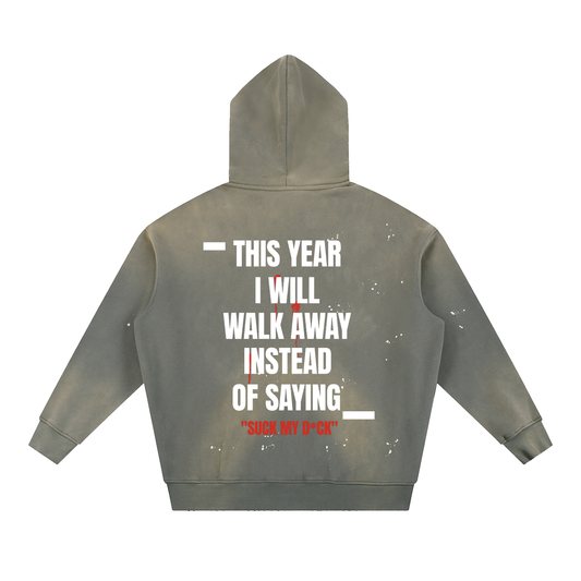 TYIWWA Vintage Washed Frayed Fleece Hoodie