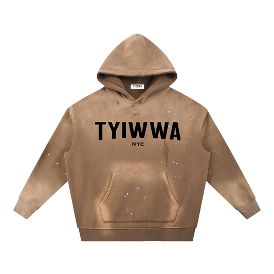 TYIWWA Vintage Washed Frayed Fleece Hoodie