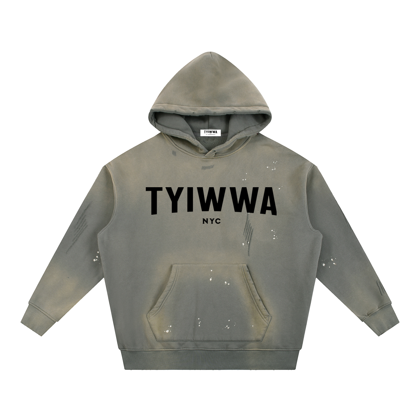 TYIWWA Vintage Washed Frayed Fleece Hoodie