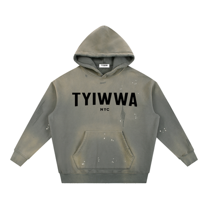 TYIWWA Vintage Washed Frayed Fleece Hoodie