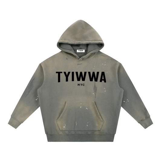 TYIWWA Vintage Washed Frayed Fleece Hoodie