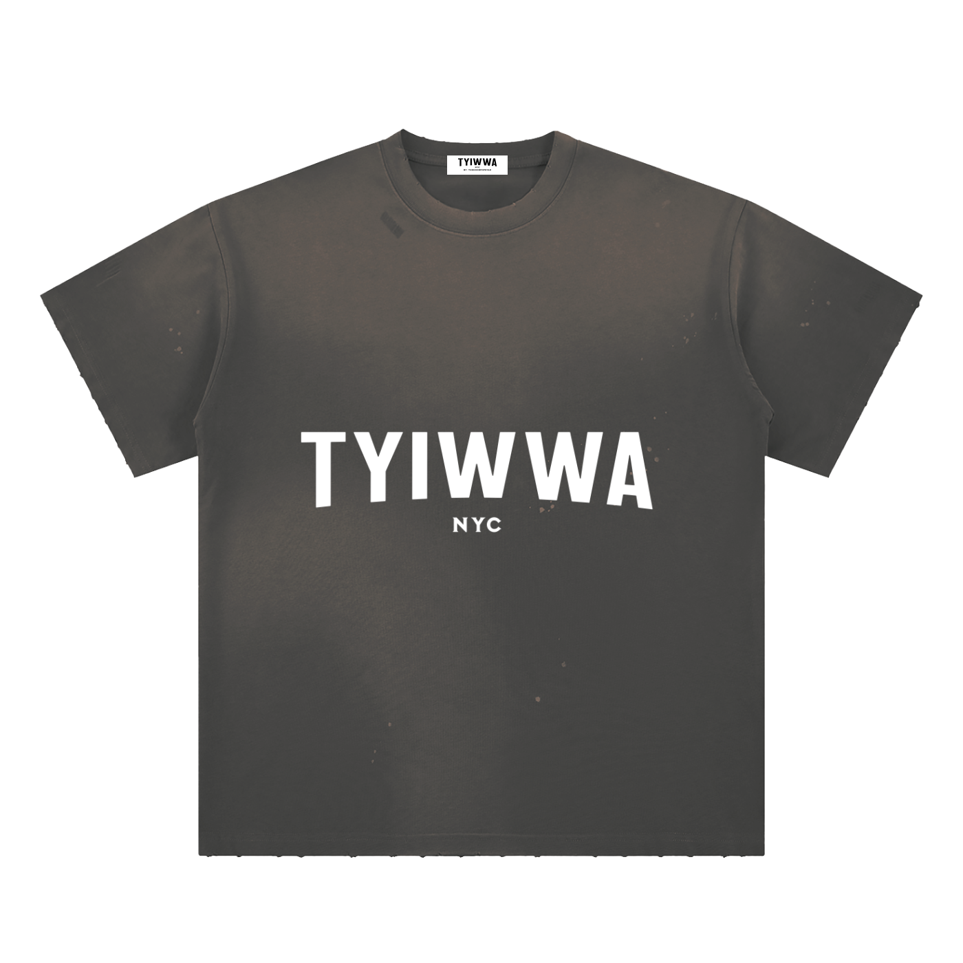 TYIWWA  Hand-Frayed Sunfade Paint Splatter T-Shirt (WHITE FONT)