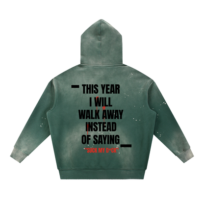 TYIWWA Vintage Washed Frayed Fleece Hoodie