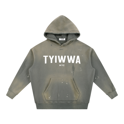 TYIWWA Vintage Washed Frayed Fleece Hoodie