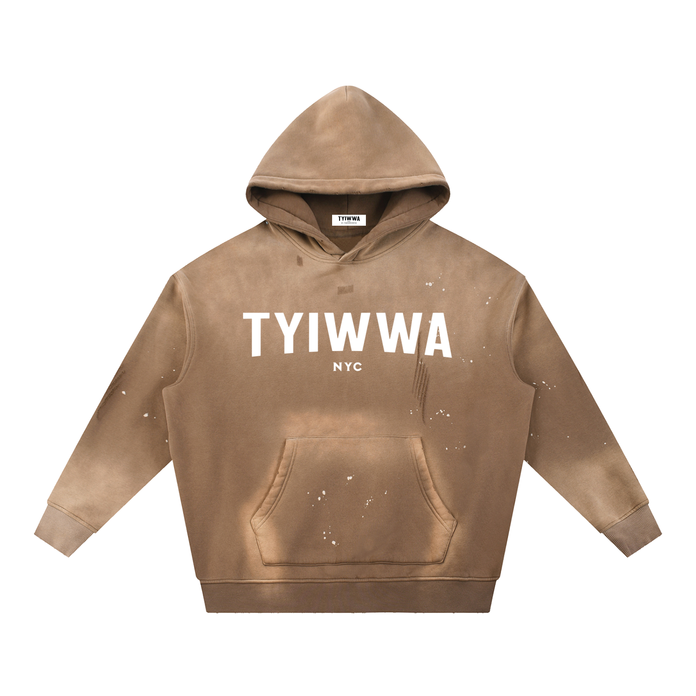 TYIWWA Vintage Washed Frayed Fleece Hoodie