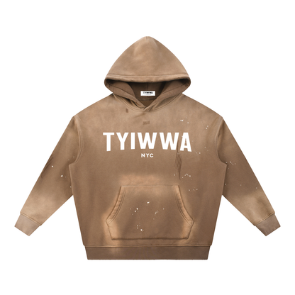 TYIWWA Vintage Washed Frayed Fleece Hoodie