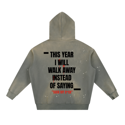 TYIWWA Vintage Washed Frayed Fleece Hoodie