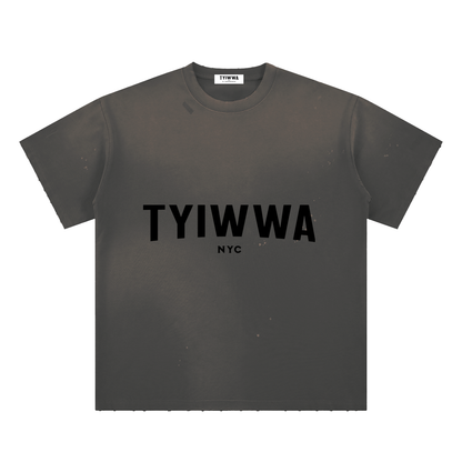 TYIWWA  Hand-Frayed Sunfade Paint Splatter T-Shirt